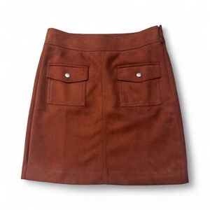 Ann Taylor LOFT Rust Faux Suede‎ 2 Front Pocket Lined Women’s Skirt Size 0